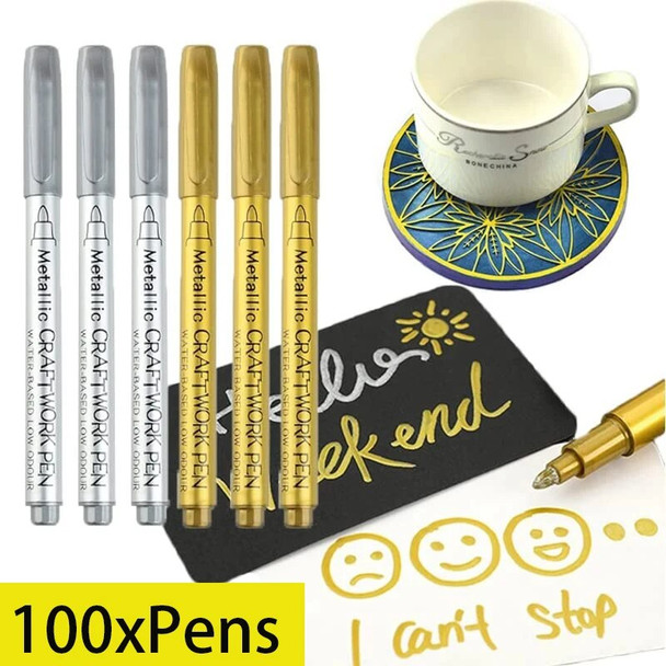 100Pcs Paint Marker Pens Permanent Oil Based Paint Markers Medium Tip Quick Dry and Waterproof Assorted Color Marker