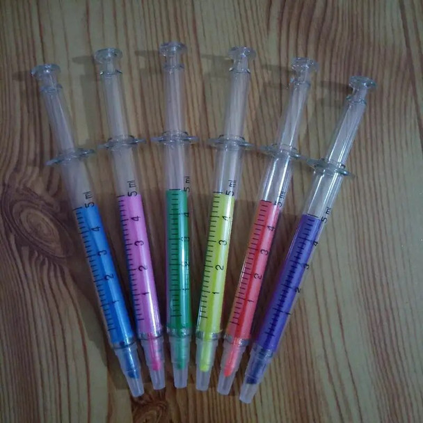 200 PCS Syringe Design Highlighter Pens Markers Fluorescent Pen Stationery Scrapbook