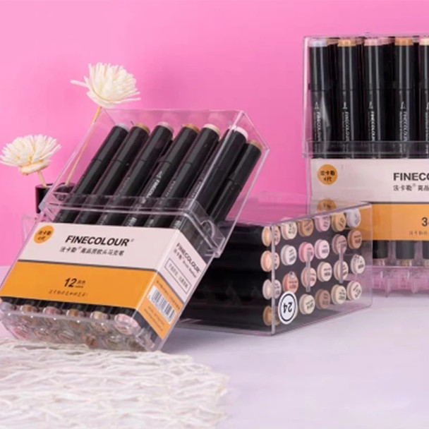 Finecolour EF103 Alcohol Based Art Marker Pen With Box 12/24/36/48/60/72/240 Colors Double-Headed Soft Professional Oily Markers