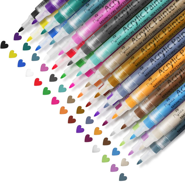 Acrylic Paint Pen Pack of 80 Water Based 0.7mm Extra Fine Tip Acrylic Paint Pens Markers Set for Rocks Painting Art Supplies