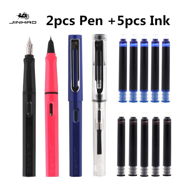 Jinhao 5pcs ink Blue 2pcs Business Office Fountain Pen Student School Stationery Supplies Ink Pens