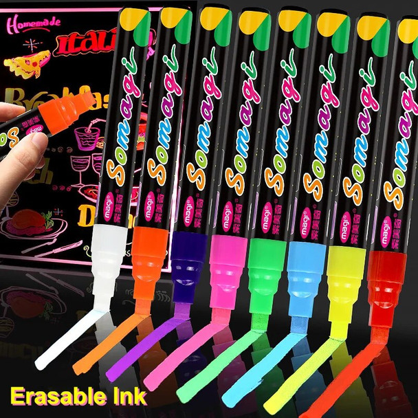 8 Colors Highlighter Fluorescent Liquid Chalk Marker Neon Pen For LED Writing Board Blackboard Glass Painting Graffiti Office