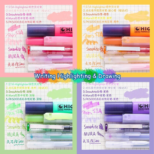 5pcs Sweet Color Pens Set Multi Colorful Highlighter Marker Liner Gel Pens for Writing Drawing Highlight Art School Tools A6256