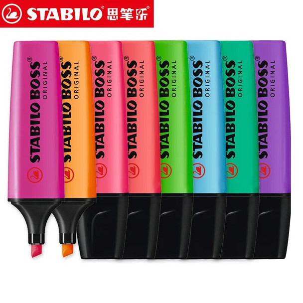 Germany STABILO Highlighter Maker Pen 70 BOSS 2mm-5mm Oblique Nib Painting Pen Highlighters Students Office Focus Notes Pen Etui