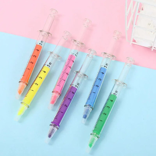 108Pcs Novelty Highlighter Pen Stationery Syringe Highlighter Fluorescent Needle Tube Watercolor Nite Writer Pen