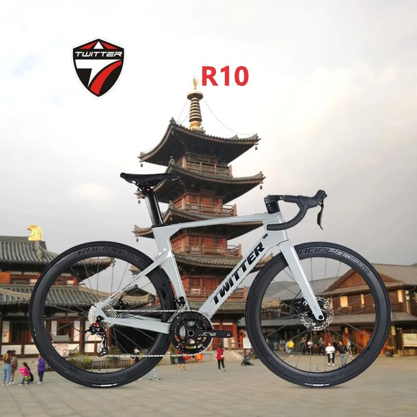 TWITTER new R10 RS-22Speed fully hidden internal wiring hydraulic disc brake carbon fiber road bike 700c off-road racing bicycle