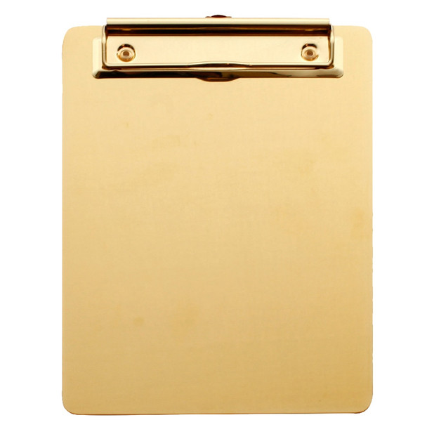 Stainless Steel A4 Clipboard File Organizer Writing Pad Board Memo Paper Holder for Office School Home Golden Size