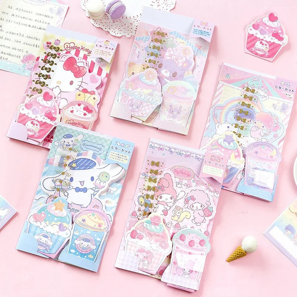 30pcs Sanrio Stationary Cartoon Envelope Letter Paper Shaped Note Sticker Set Kuromi Hellokitty Student Writing Pad Memo Pad