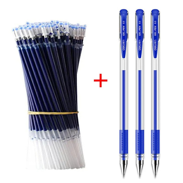 Gel Pen Set Black Blue Ballpoint 0.5 mm Refills Cute School & office writing pens supplies Kawaii Korean Stationery