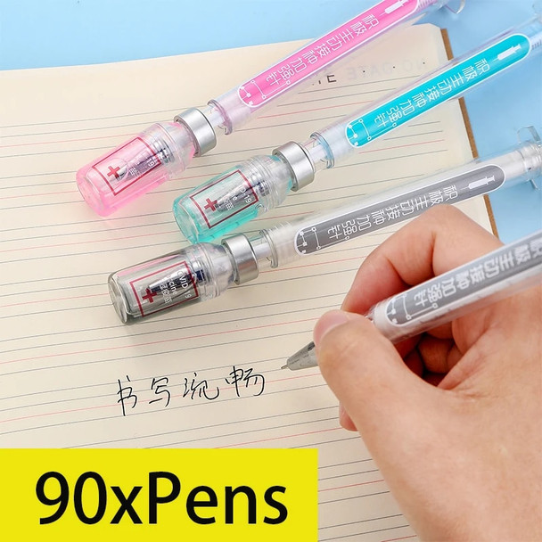 90Pcs Novelty Syringe Peculiar Shape Cute Stationery 0.5 mm School Office Supplies Gel Pen