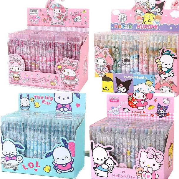 New Sanrio Cute Gel Pen 12pcs Kuromi Melody Cinnamoroll Pochacco Student Stationery Write Pens 0.5 Black School Kid Exam Tool