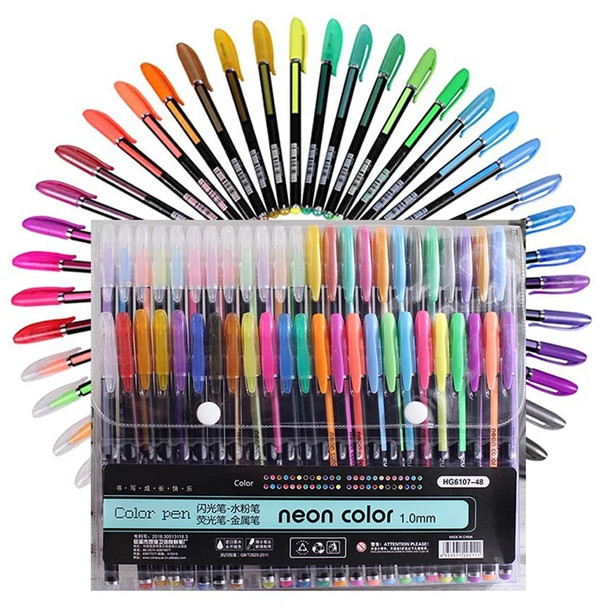 Haile 12/24Pcs Metallic Glitter Colors Gel Pens For School Office Adult Coloring Book Journals Drawing Art Markers Promotion Pen