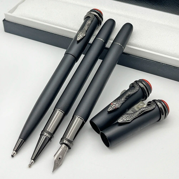 MB Classic Inheritance Series Fountain Rollerball Ballpoint Pen Matte Black With Exquisite Snake Clip