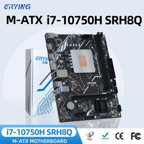ERYING DIY Gaming PC Desktop Motherboard with Onboard CPU Interpose Kit i7 10750H i7-10750H 2.6GHz 6C12T Computer Assembly Set