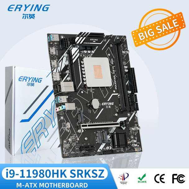 ERYING DIY Gaming PC Motherboard with Onboard CPU Interpose kit i9 11980HK i9-11980HK(NO ES)2.6GHz 8C16T DDR4 Desktop Computer