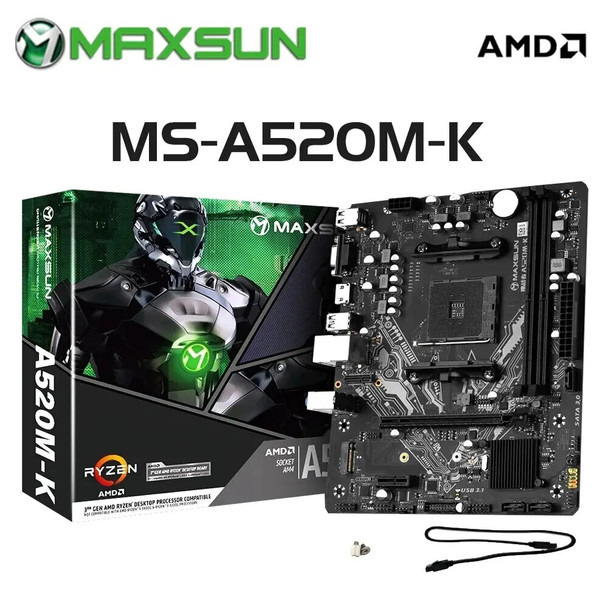 MAXSUN Gaming Motherboard AMD A520M-K Support RAM DDR4 M.2 USB3.2 STAT3.0 Ryzen R3 R5 AM4 CPU Desktop Computer Components