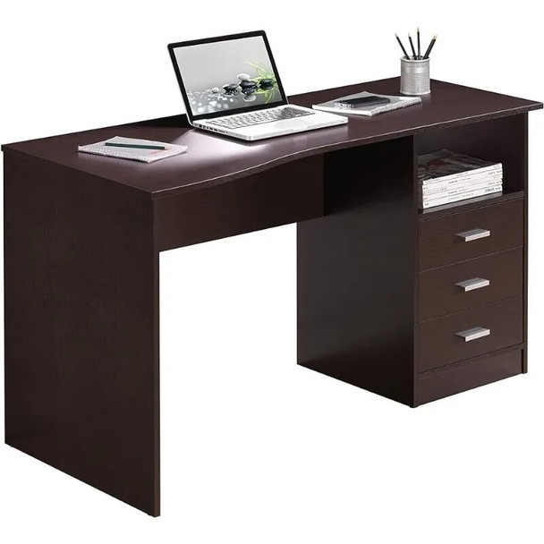 Techni Mobili Classic Computer Desk with Multiple Drawers, 29.5" X 23.6" X 51.2", Wenge