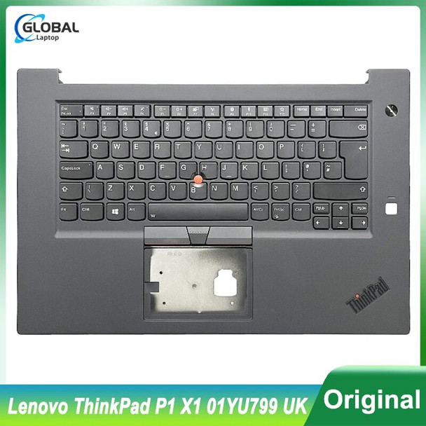 Original New UK Keyboard for Lenovo ThinkPad P1 X1 Laptop Palmrest Upper Cover Top Case with Backlit Replacement Britain 01YU799
