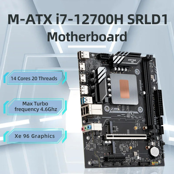 ERYING DIY Desktops Motherboard with Onboard CPU Interpose Kit Gamer i7 12700H i7-12700H 14C20T DDR4 Computer Assembly Set