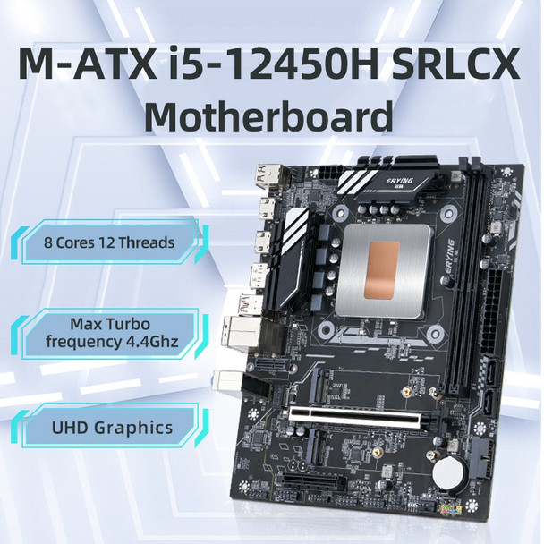 ERYING DIY Gaming PC Desktop Motherboard with Onboard Interposer Core Kit i5 12450H i5-12450H 8C12T DDR4 Computer Assembly Set