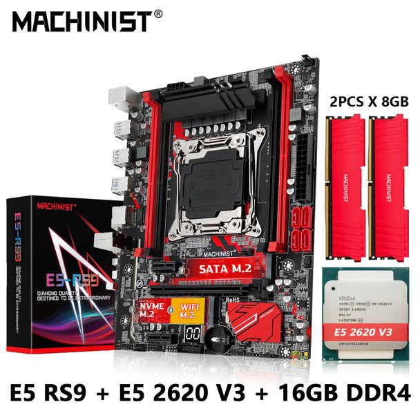 MACHINIST RS9 X99 Motherboard combo Kit Set with Intel Xeon E5 2620 V3 CPU LGA 2011-3 Processor DDR4 16GB ( 2 x 8gb) Memory