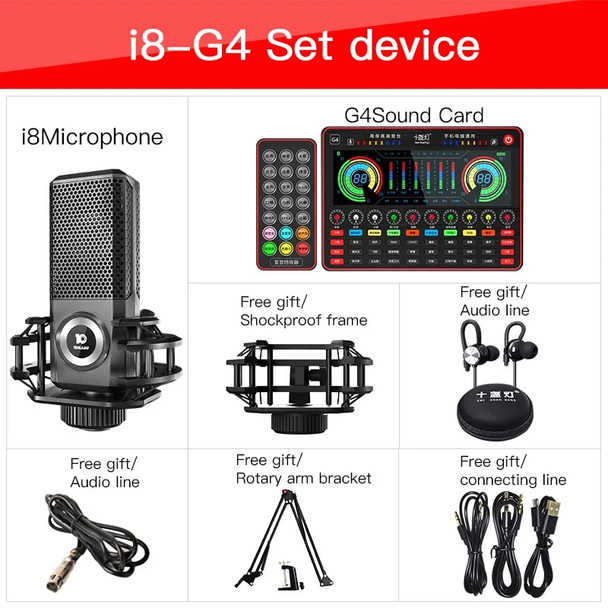 G4 Live Sound Card Microphone I8 Audio Mixer Sound Card Webcast Sound Mixer Board Live Streaming Sound Card Stand Tray For Phone