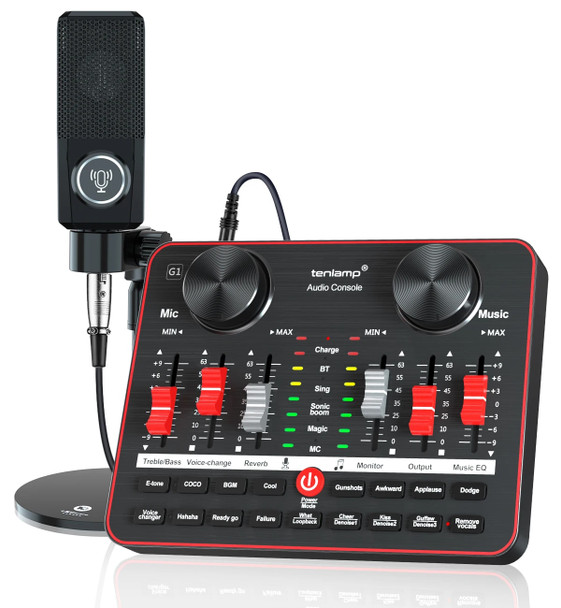 Sound Card G1 & L3 Condenser Microphone Set USB Sound Mixer Mic Audio Interface Sound Board for Phone Recording Live Streaming