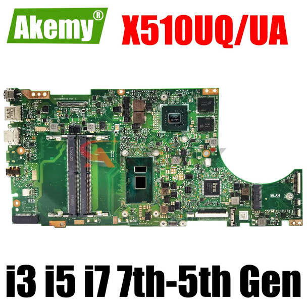 X510UA Laptop Motherboard For Asus X510UN X510UR X510UAR X510UNR X510UQ X510U S510U X510UF Mainboard I3 I5 I7 7th or 8th Gen CPU