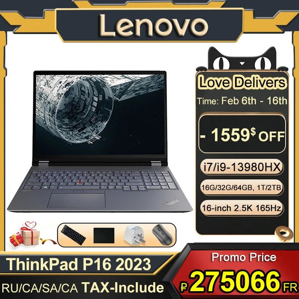 Lenovo Laptop 2023 ThinkPad P16 13th Core i7-13700HX/i9-13980HX 16G/32GB RAM+1T/2TB SSD 16-Inch 2.5K/4K 165Hz Notebook Computer