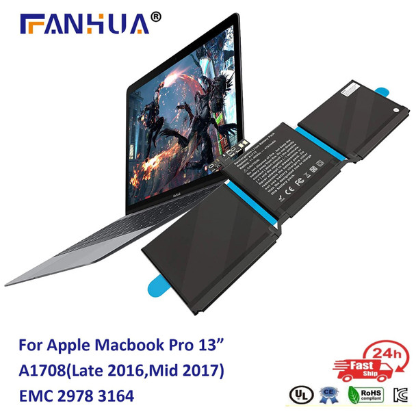 A1713 Laptop Battery for Apple MacBook Pro 13" A1708 Later 2016 Mid 2017 EMC 2978 3164 [2016 2017 Years] Pro 13 A1708 Battery