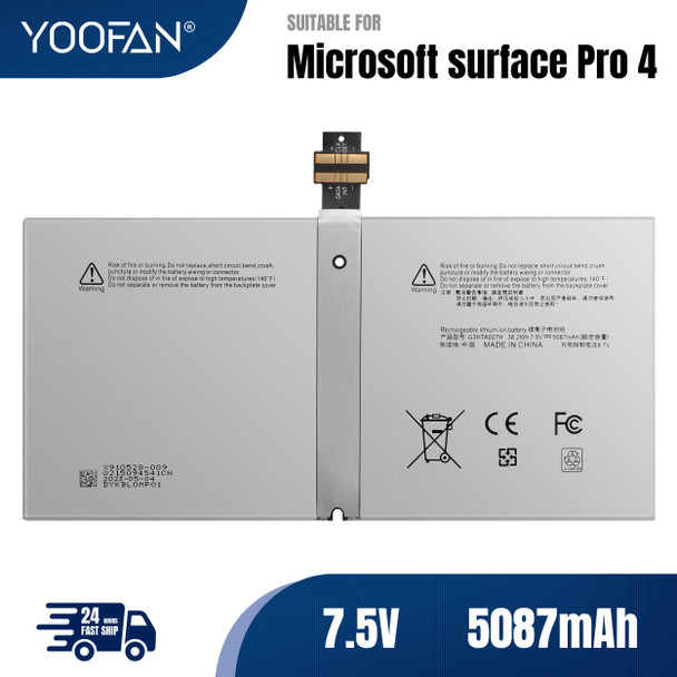 YOOFAN G3HTA027H DYNR01 Laptop Battery For Microsoft Surface Pro 4 1724 12.3" Tablet 7.5V 38.2WH/5087mAh With Tools