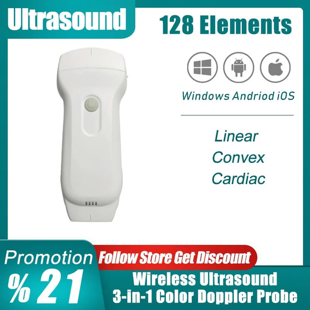 Wireless Color Ultrasound Color Doppler 3 in 1 Probe Convex Linear Phased Array Probe support iOS Android Windows WIFI