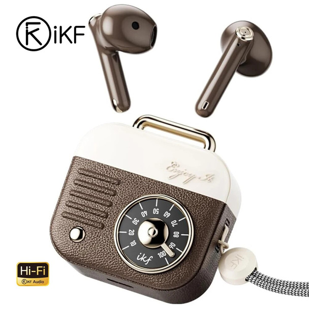 iKF-Retro Air Tws Wireless Headphones with 4 ENC Microphone 35ms Low Latency Game Headset Stereo 36h Playtime HiFi Music Earbuds