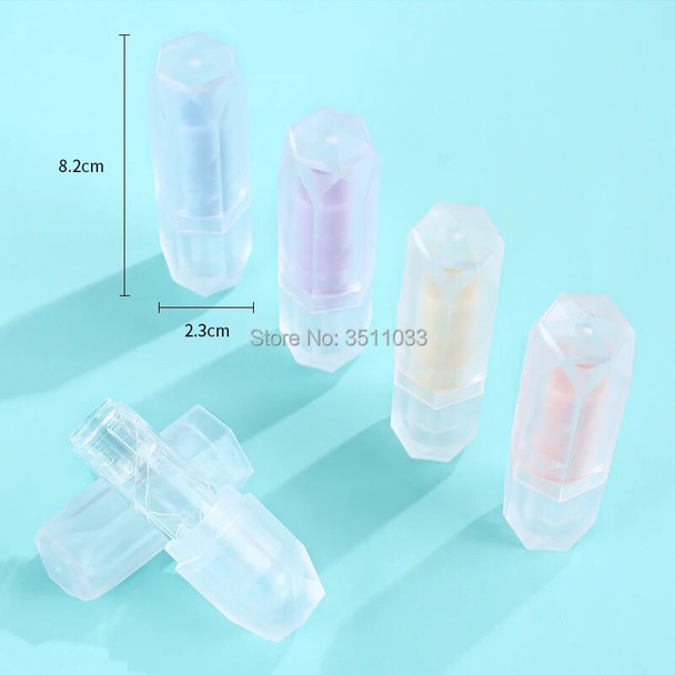 Cute Empty Cosmetic Lipstick Container Lip Balm Lip Rouge Tube Lip Makeup Accessories Refillable Bottle Yellow Clear Purple