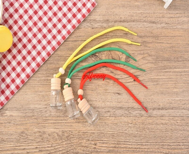 300pcs/lot 8ml Car Accessories Glass Perfume Bottle Refillable Empty Automatic Volatilization Hang Strap Bottle Pendant FXS04