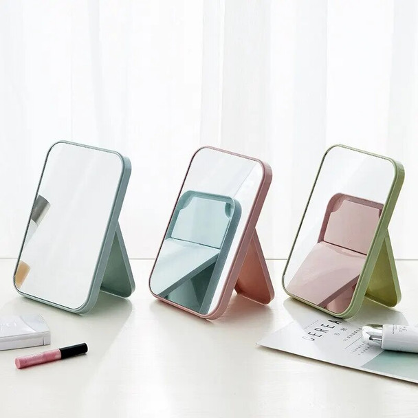 Foldable Cosmetic Mirror Makeup Mirror Vanity Rectangular Square Single-sided Mirror with Stand for Girl Women