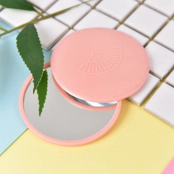 TSHOU698 Pink Cute 1pcs Mini Pocket Makeup Mirror Cosmetic Compact Metal Mirrors Color Random Dia 7cm