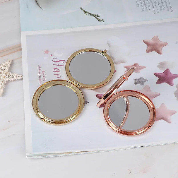 1 Pcs Vintage Alloy Compact Pocket Mirror Folded Makeup Cosmetic Mirror Magnifying Compact And Portable For Travel Friend Gift
