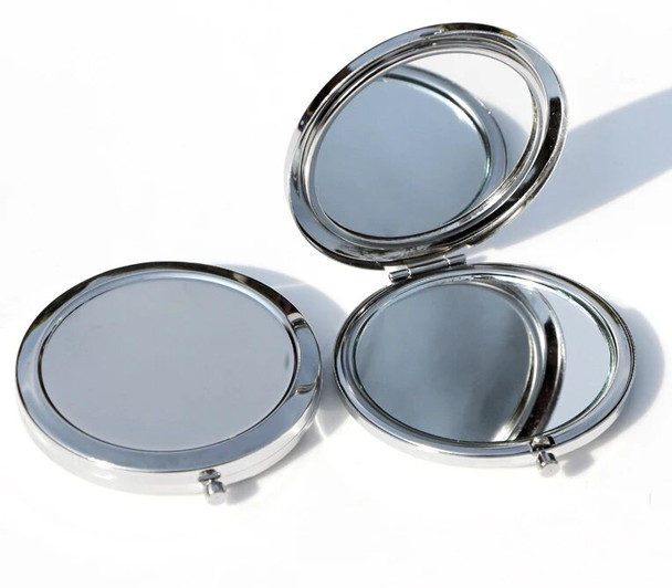 500X Silver Metal "Blank" Compact Mirror #18413-1