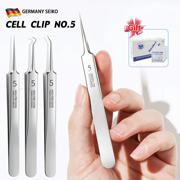 German Ultra-fine No. 5 Cell Pimples Blackhead Clip Tweezers Beauty Salon Special Facial Pore Cleaning Acne Wart Skin Care Tools