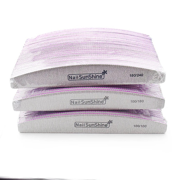 High Quality 50pcs/Lot Gray Nail Art Sanding Files 100/180/240 Nail File Polish Buffing Boat Lime a Ongle Professional Manicure