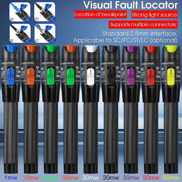 Visual Fault Locator 50MW/30MW/20MW/10MW/1MW Fiber Optic Cable Tester 5-50Km(optional) Range VFL