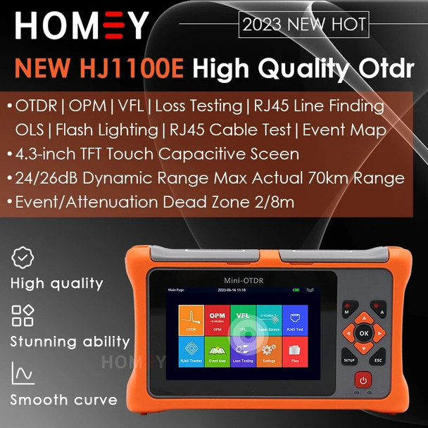 2023 NEW OTDR 26/24dB Active Live Fiber Optic Reflectometer Touch Screen VFL OLS OPM Event Map Ethernet Cable Tester Equipment