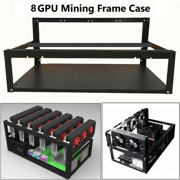 Steel Coin Open Air Miner Mining Frame Rig Case Up To 6 GPU 8 GPU Ethereum Bitcoin Mining Rig Aluminum Stackable Mining Frame