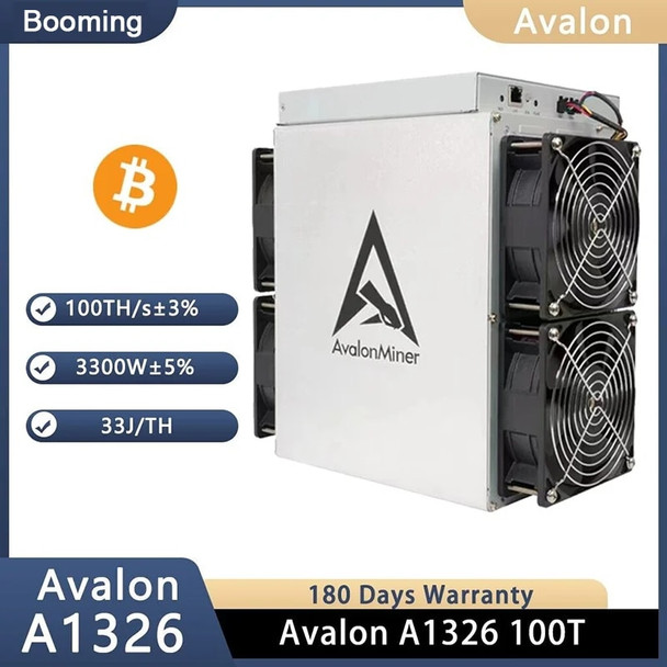 2024 New Avalon Miner A1326 Canaan 1326 100T Hashrate 3300W BTC Asic 100Th Crypto Machine