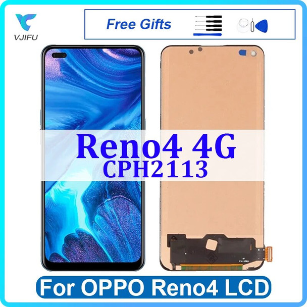 6.4" Screen For Oppo Reno4 4G CPH2113 LCD Display Touch Screen Digitizer Assembly Replacement Mobile Phone Repair 100% Tested