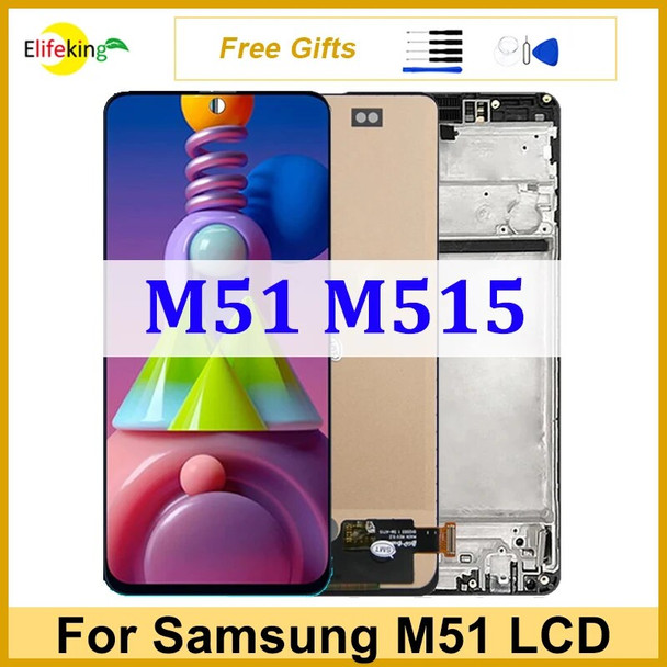 6.7'' Screen For Samsung Galaxy M51 M515 Display Touch Screen M515F M515F/DS Digitizer Assembly Replacement Mobile Phone Repair