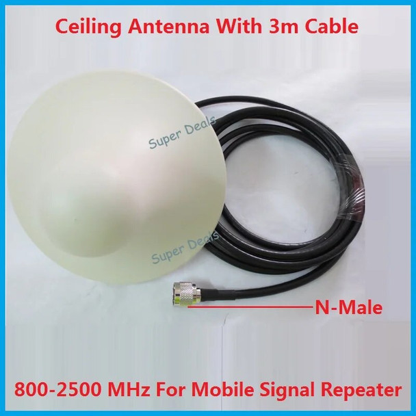 ZQTMAX indoor Omni Antenna 5dBi 698-2700MHz with 3m Cable N-male for Mobile Phone signal Booster/Repeater/Amplifier ,4pcs/lot