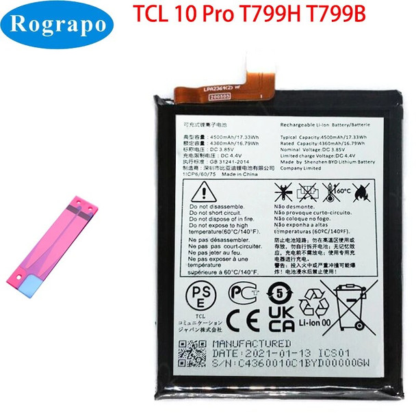 New 4500mAh Battery for TCL 10 Pro T799H T799B Mobile Phone