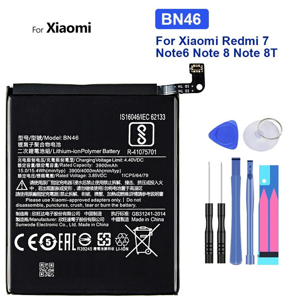4000mAh BN46 Battery For Xiaomi Redmi Note8 Note 8T 8 For Redmi 7 Redmi7 Note 6 Note6 Mobile Phone Bateria + Free tool